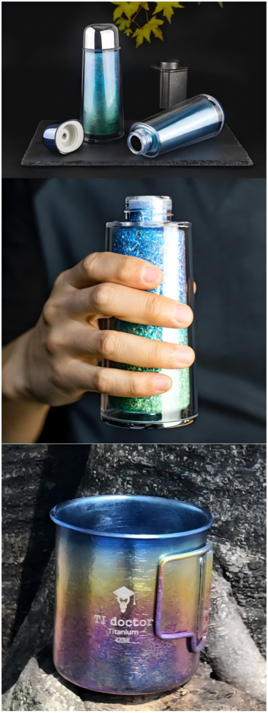 Ice crystal titanium water bottle with a sleek and durable design, showcasing the unique texture and high-performance material.
