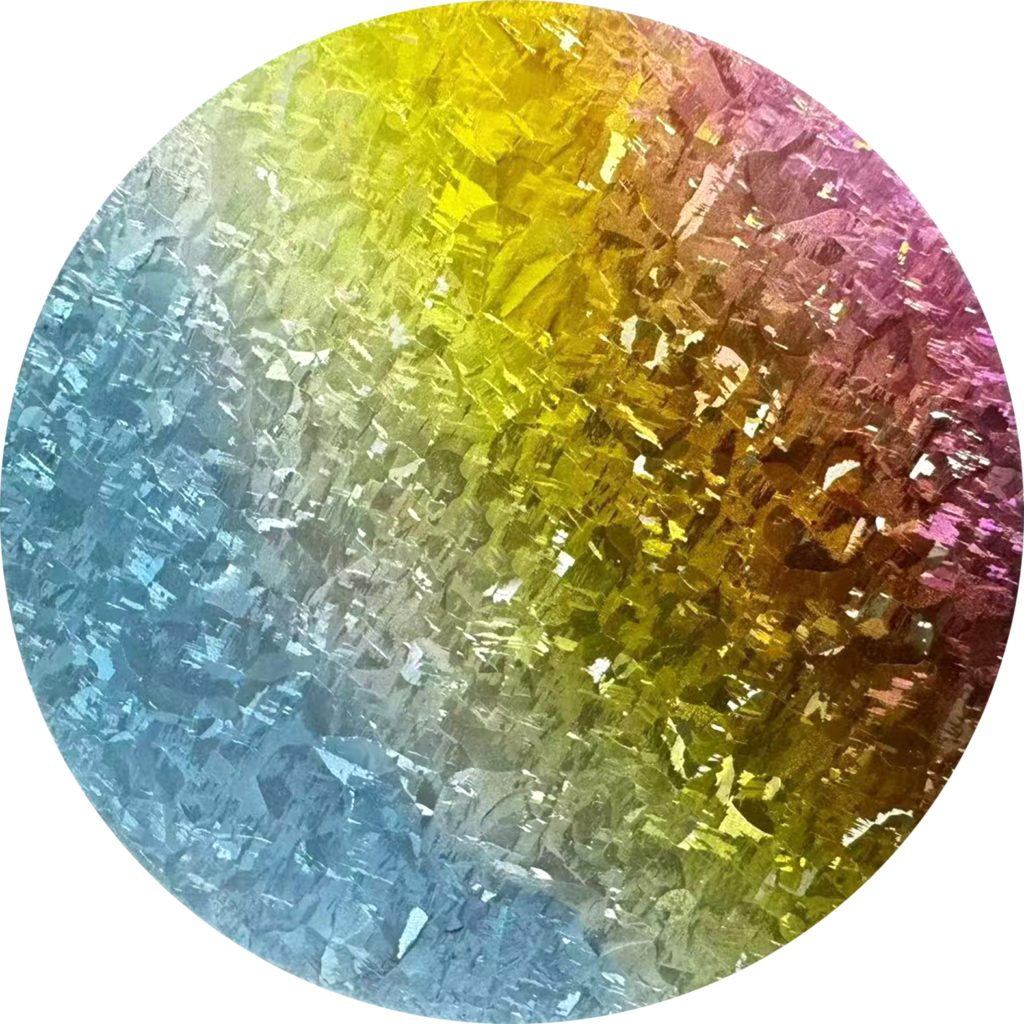 Close-up of ice crystal titanium material, displaying its unique crystalline texture and durable finish.