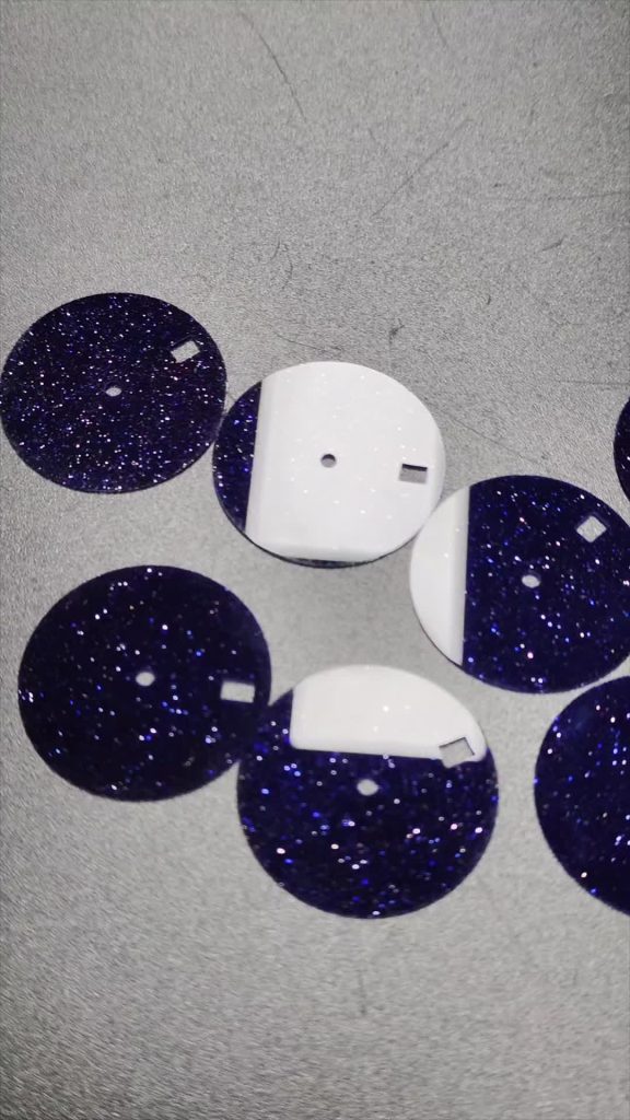 Blue Goldstone gemstone with shimmering deep blue sparkles.
